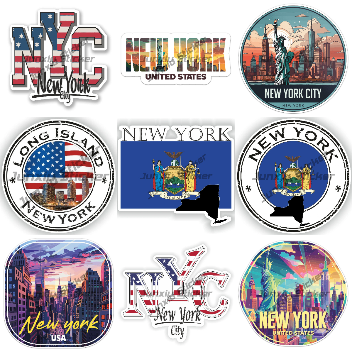 Car Accessories York - Creative America New York Flag Stickers