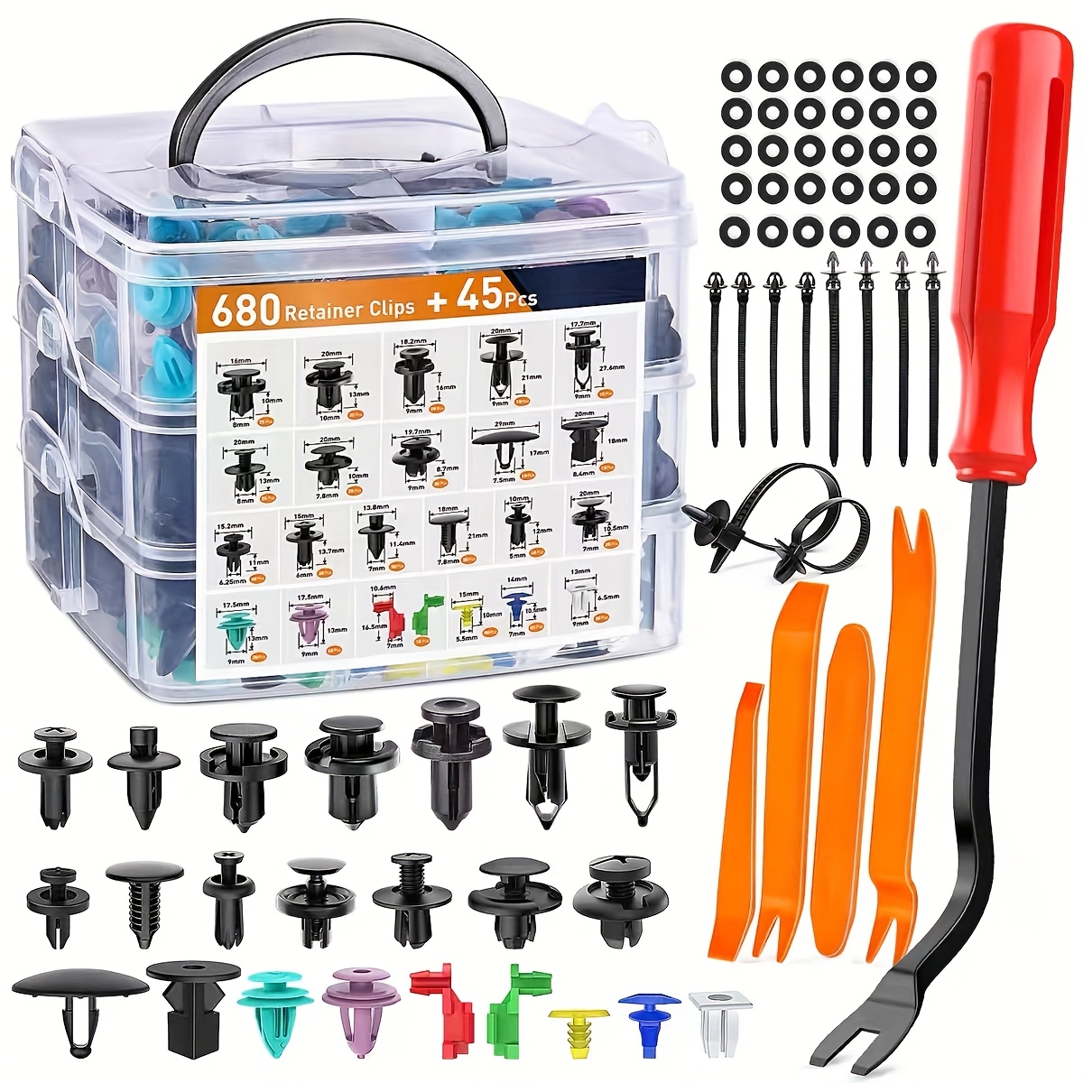 Car Emergency Tool Kit - 725pcs Automotive Fastener Clip Body Push