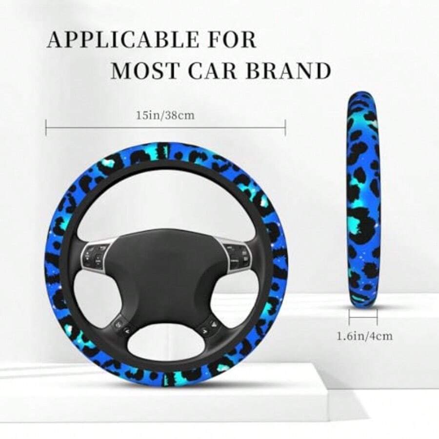 Blue Leopard Print Steering Wh - Car Accessories For Steering Wheel ulasan dan harga