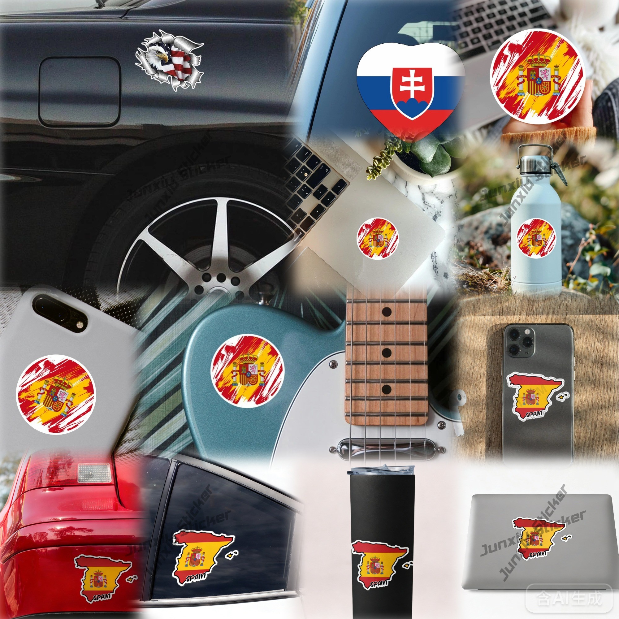 Qatar Seal Sticker Round Flag  - Qatar Car Accessories ulasan dan harga