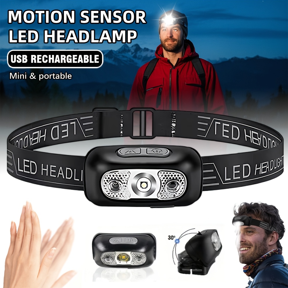 Motion Sensor Rechargeable Hea - Led Headlight Bulbs ulasan dan harga