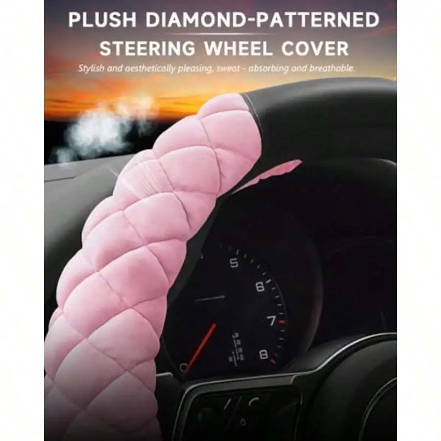 Plush Diamond-Patterned Steeri - Car Accessories For Steering Wheel ulasan dan harga