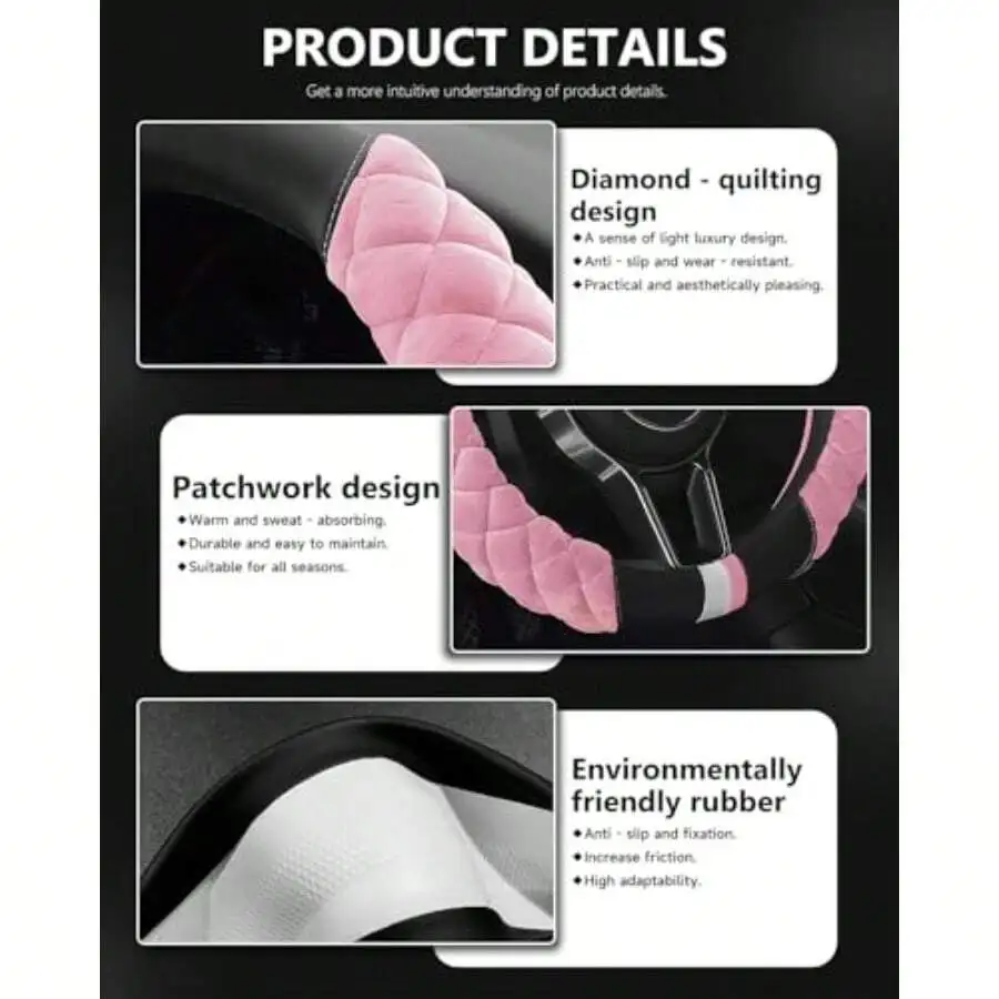 Plush Diamond-Patterned Steeri - Car Accessories For Steering Wheel ulasan dan harga